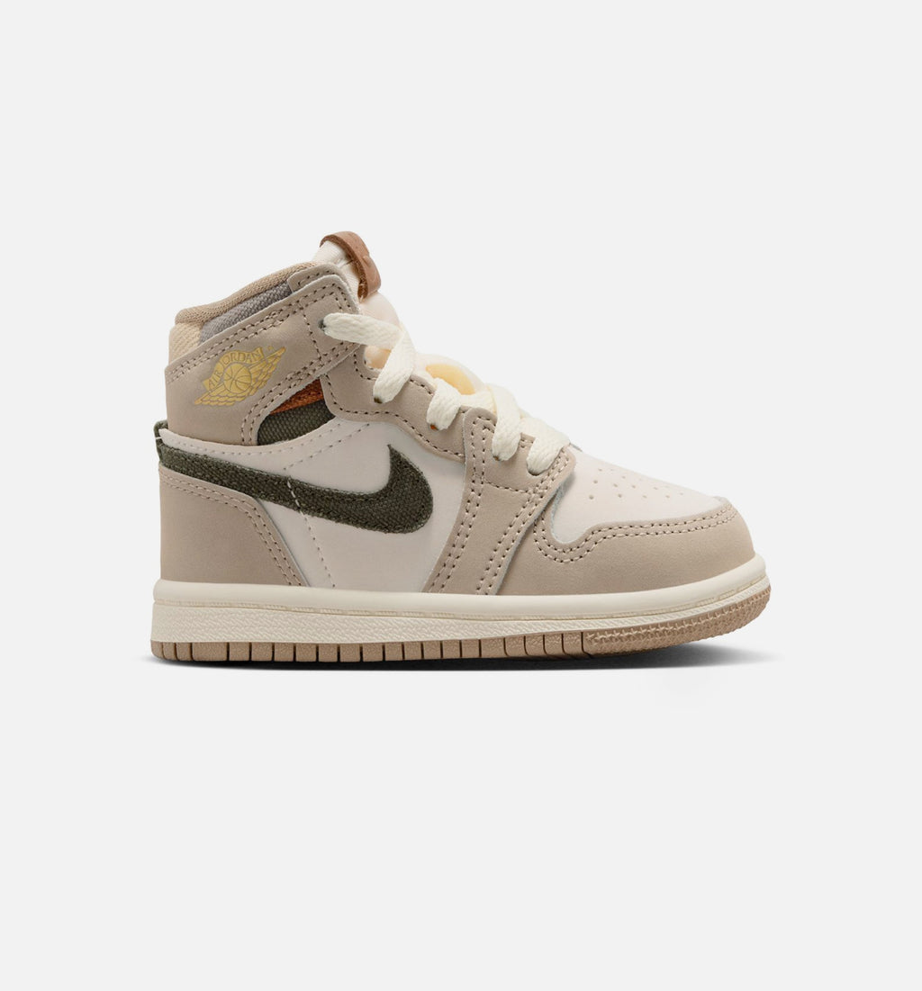 Air Jordan 1 Retro High OG Infant/Toddler Sneakers - Khaki/Sail/Coconut Milk/Cargo Khaki