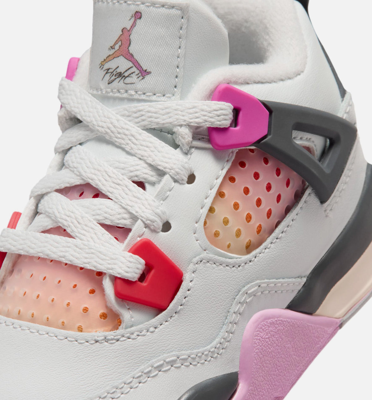 Air Jordan 4 Retro Comic Infant/Toddler Sneakers - Off White/Fire Pink/Anthracite