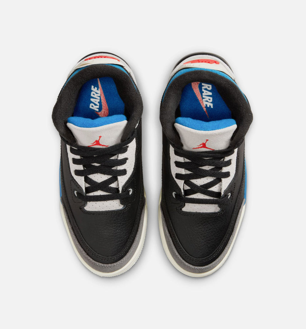 Air Jordan 3 Retro OG Rare Air Preschool Sneakers - Black/Chile Red/Neutral Grey