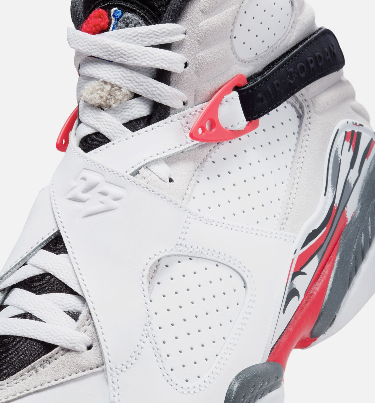 Air Jordan 8 Retro White and True Red Men's Sneakers - White/Black/True Red