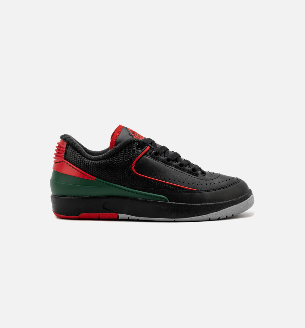Air Jordan 2 Retro Low Christmas Grade School Sneakers - Black/Fire Red/Cement Grey