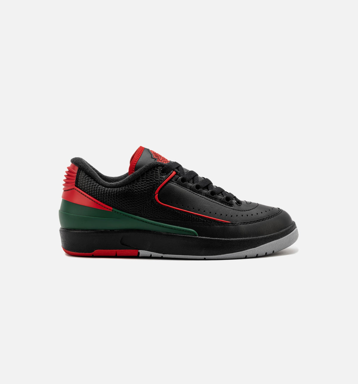 Air Jordan 2 Retro Low Christmas Grade School Sneakers - Black/Fire Red/Cement Grey