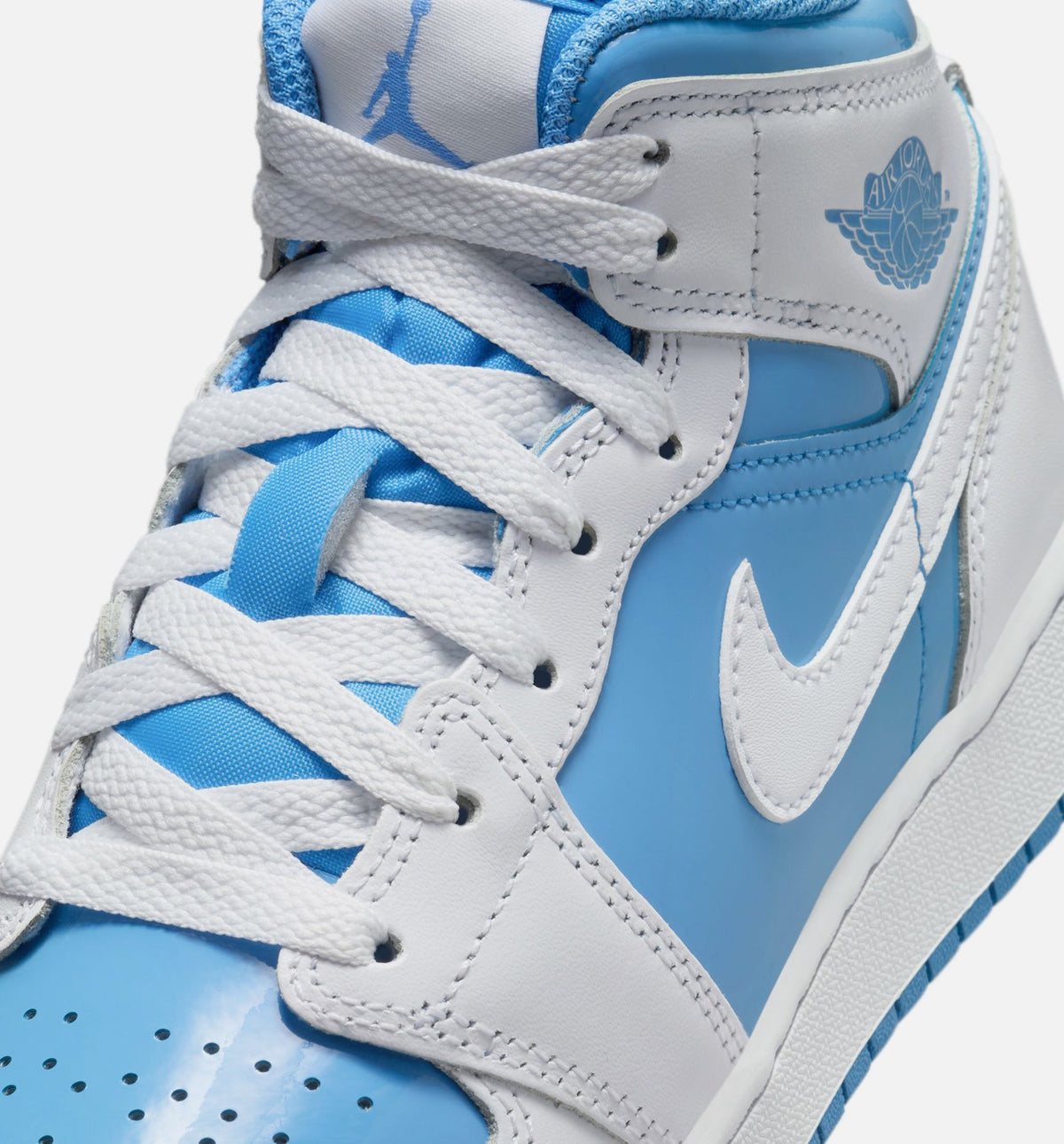 Air Jordan 1 Mid Grade School Sneakers - White/Legend Blue