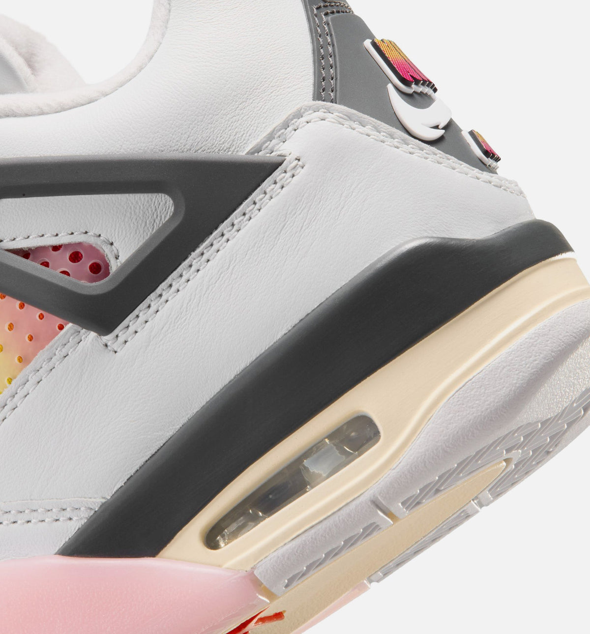 Air Jordan 4 Retro Comic Grade School Sneakers - Off White/Fire Pink/Anthracite