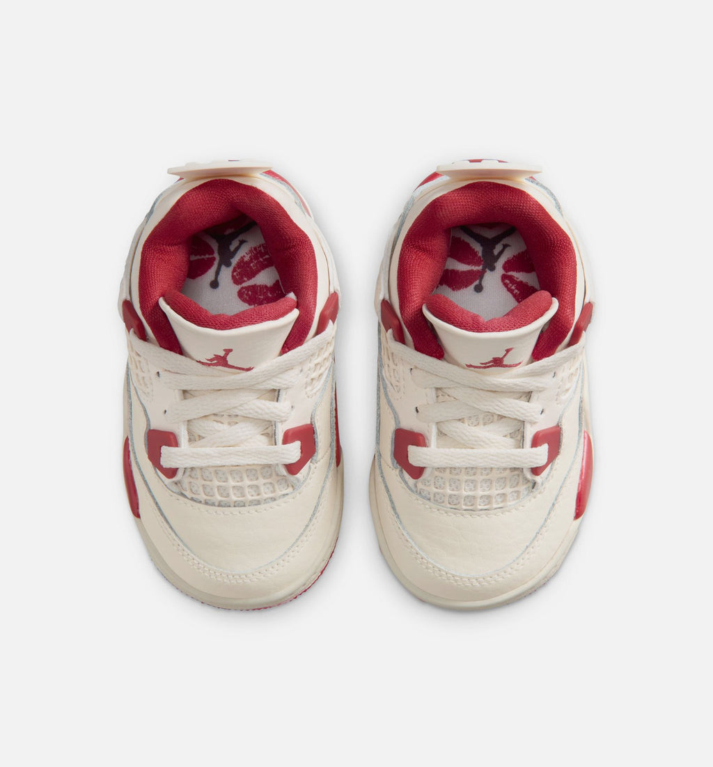 Air Jordan 4 Retro Valentine's Day Infant/Toddler Sneakers - Pale Ivory/Sierra Red/Tough Red