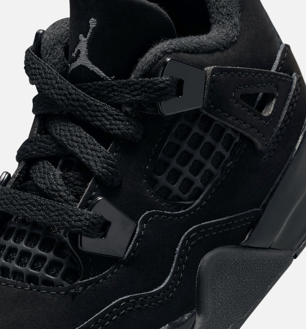 Air Jordan 4 Retro Black Cat Infant/Toddler Sneakers - Black/Black/Light Graphite