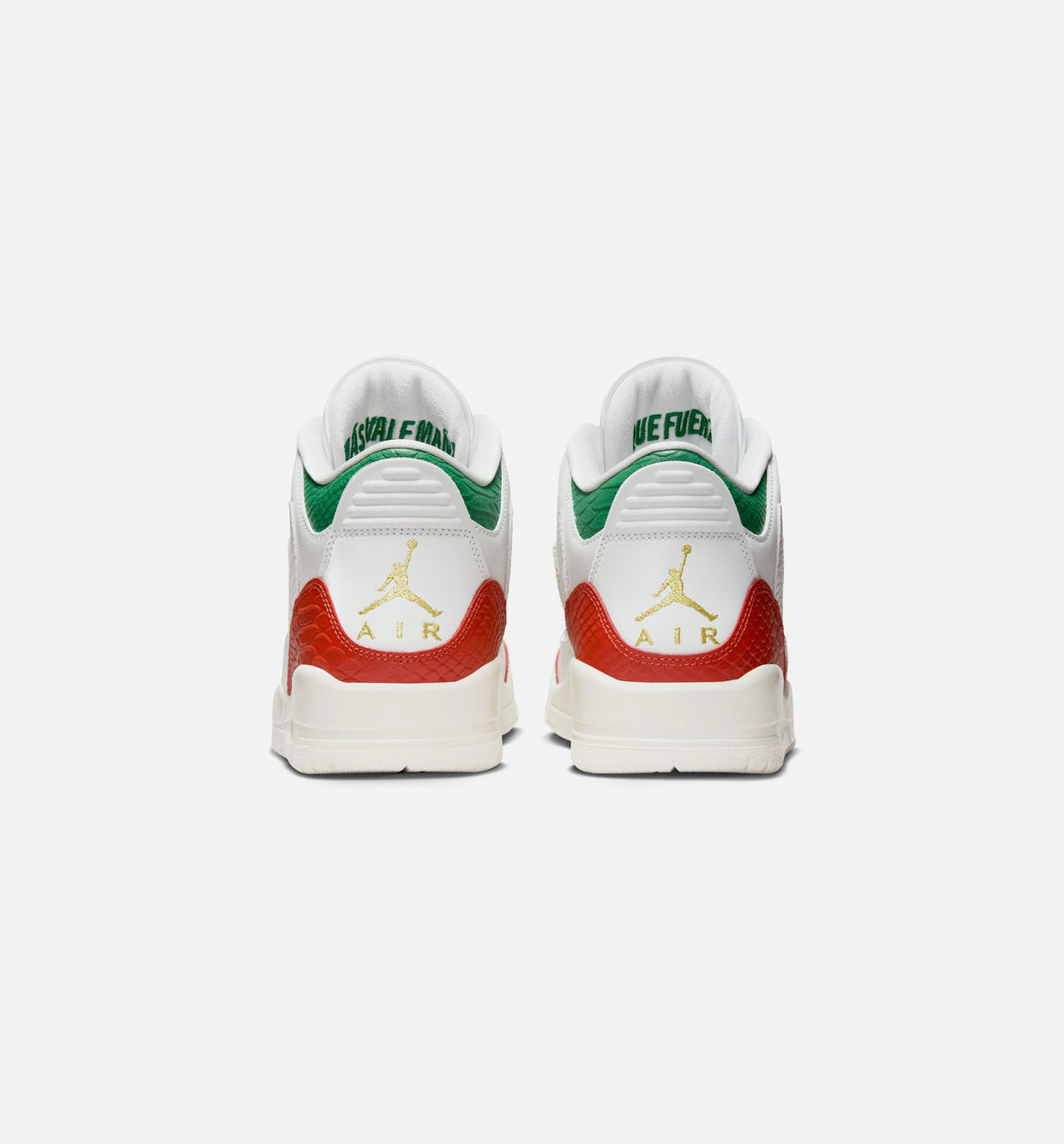 Air Jordan 3 Retro El Vuelo Men's Sneakers - Summit White/Pine Green/Dragon Red/Metallic Gold