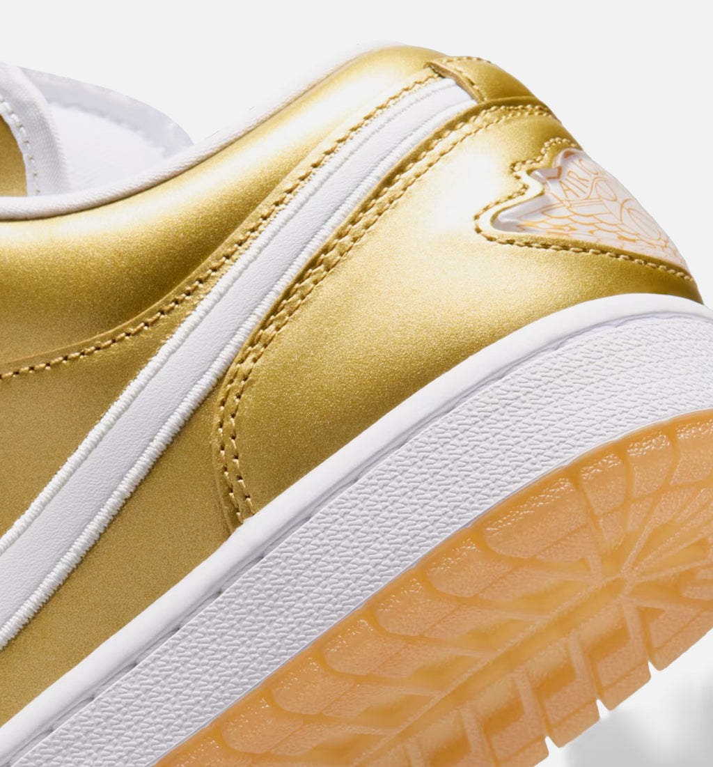 Air Jordan 1 Low Women's Sneakers - Gold/White/Gum Yellow
