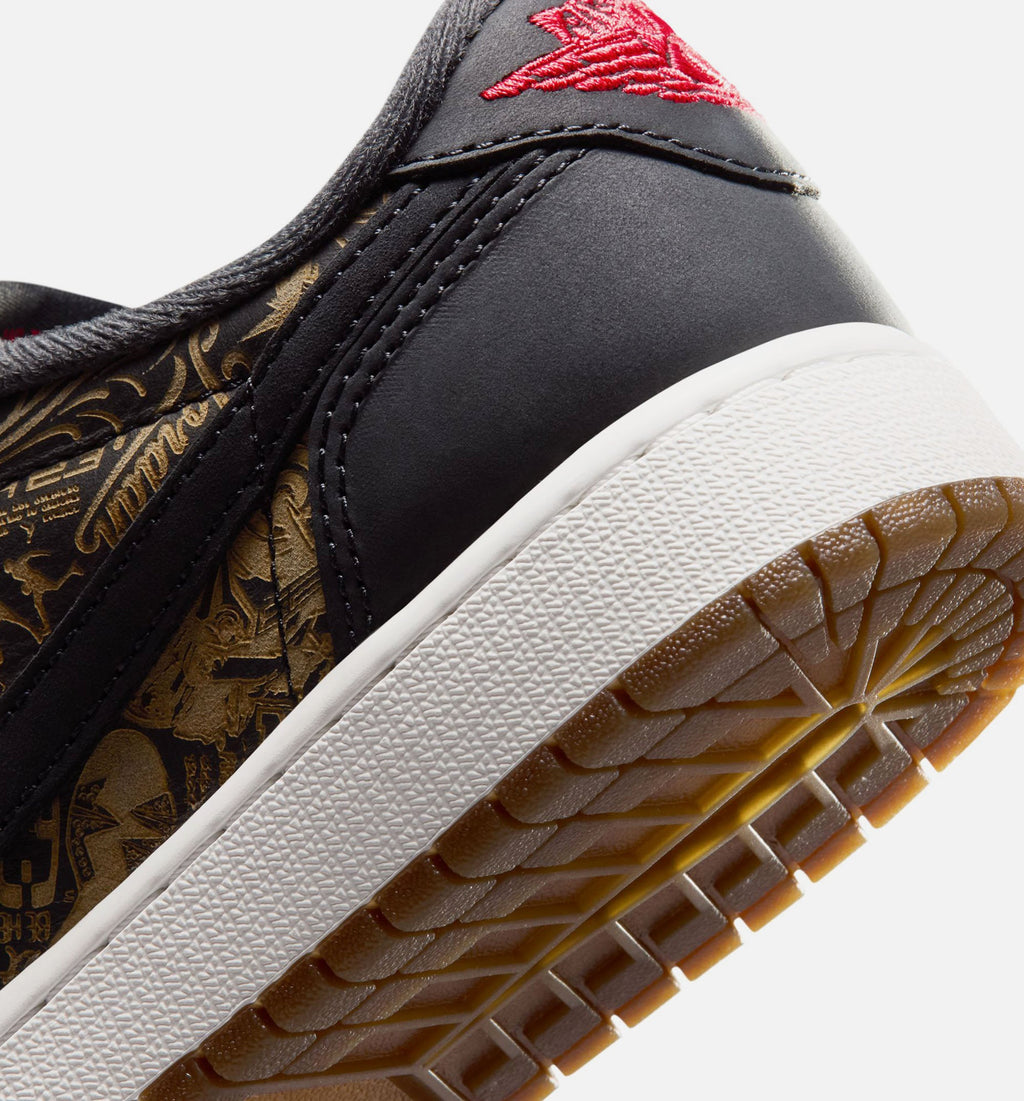 Air Jordan 1 Retro Low OG Laser Black and Varsity Red Grade School Sneakers - Black/Varsity Red/Summit White