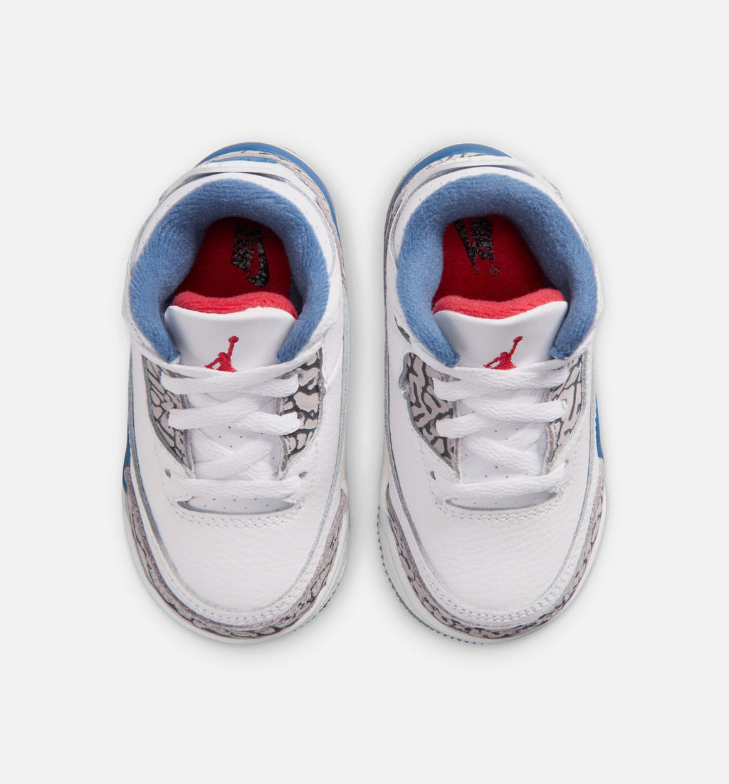 Air Jordan 3 Retro OG True Blue Infant/Toddler Sneakers - White/Fire Red/True Blue