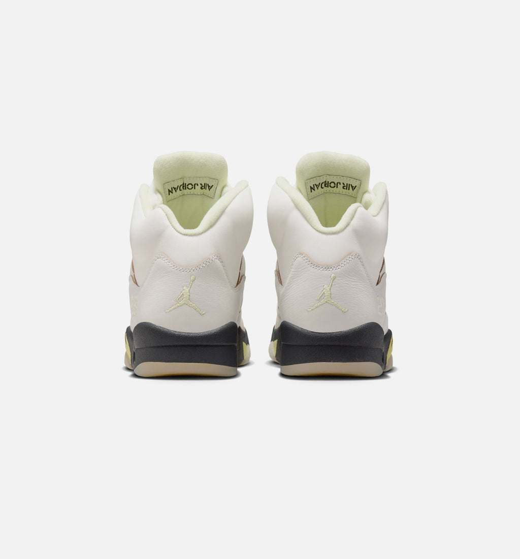 Air Jordan 5 Retro Luminous Green and Sail Women's Sneakers - Sail/Luminous Green/Anthracite