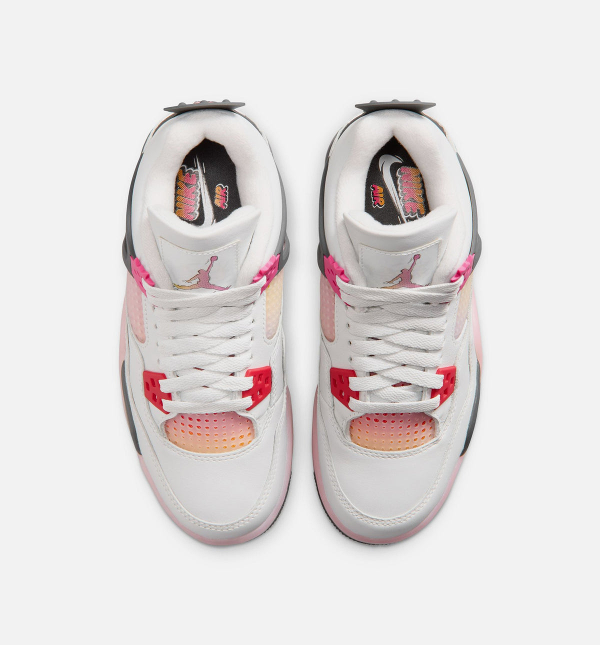 Air Jordan 4 Retro Comic Grade School Sneakers - Off White/Fire Pink/Anthracite