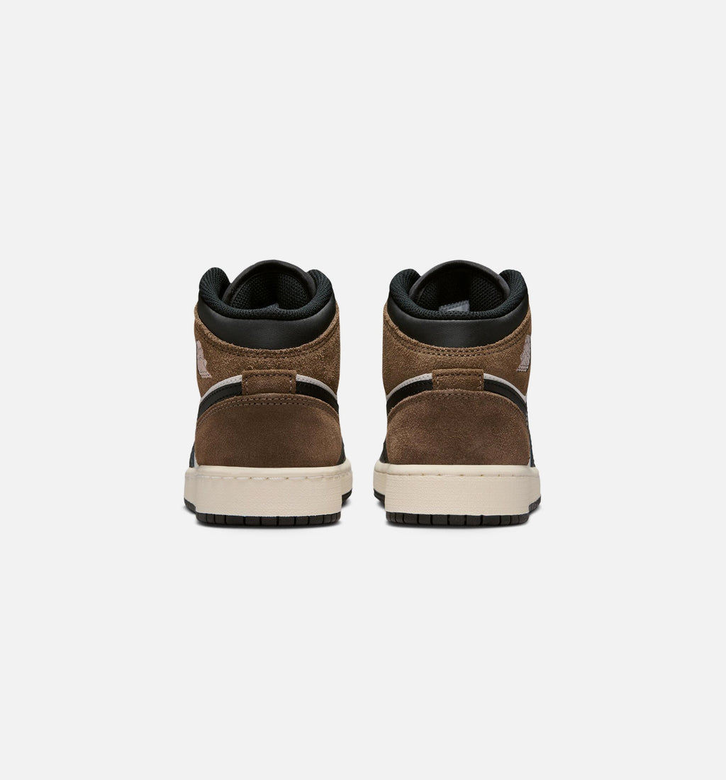Air Jordan 1 Mid Grade School Sneakers - Black/Phantom/Palomino/University Red