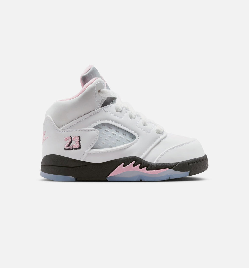 Air Jordan 5 Retro Medium Soft Pink Infant/Toddler Sneakers - White/Black/Medium Soft Pink