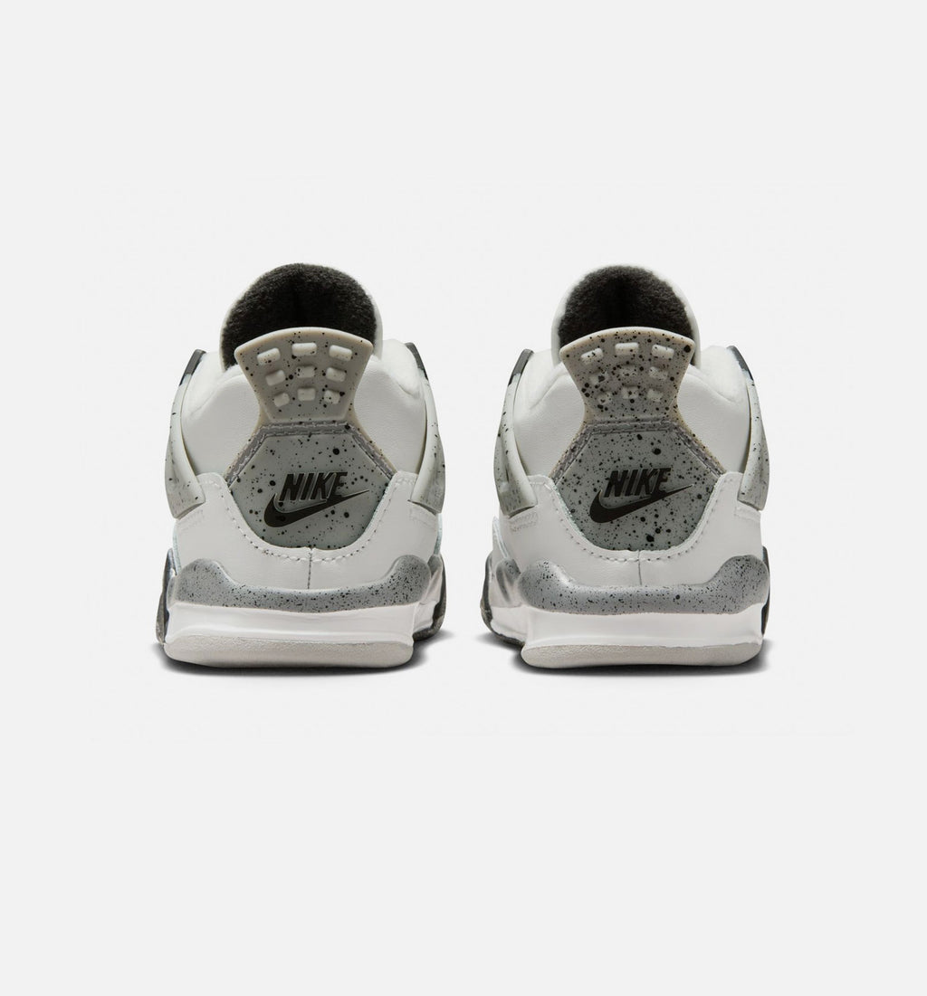 Air Jordan 4 Retro White Cement Infant/Toddler Sneakers - Summit White/Fire Red/Cement Grey/Black