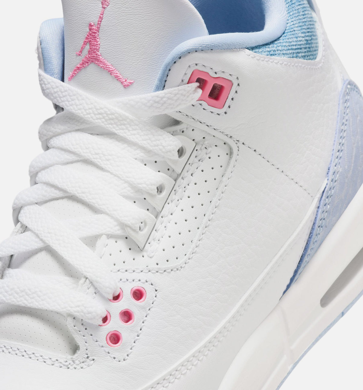 Air Jordan 3 Retro Cobalt Bliss Grade School Sneakers - White/Cobalt Bliss/Football Grey/Pink Glow