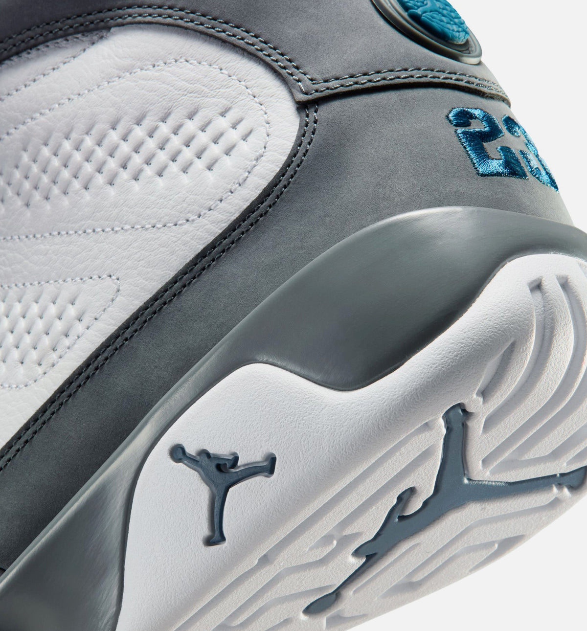 Air Jordan 9 Retro Flint Grey and French Blue Men's Sneakers - White/French Blue/Flint Grey