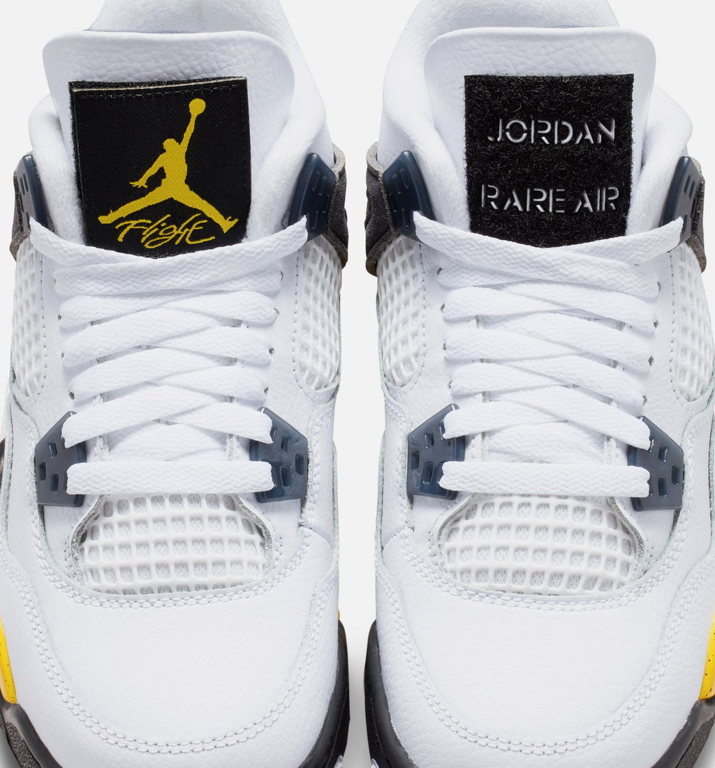 Air Jordan 4 Retro Rare Air Tour Yellow Grade School Sneakers - White/Dark Blue Grey/Black/Tour Yellow