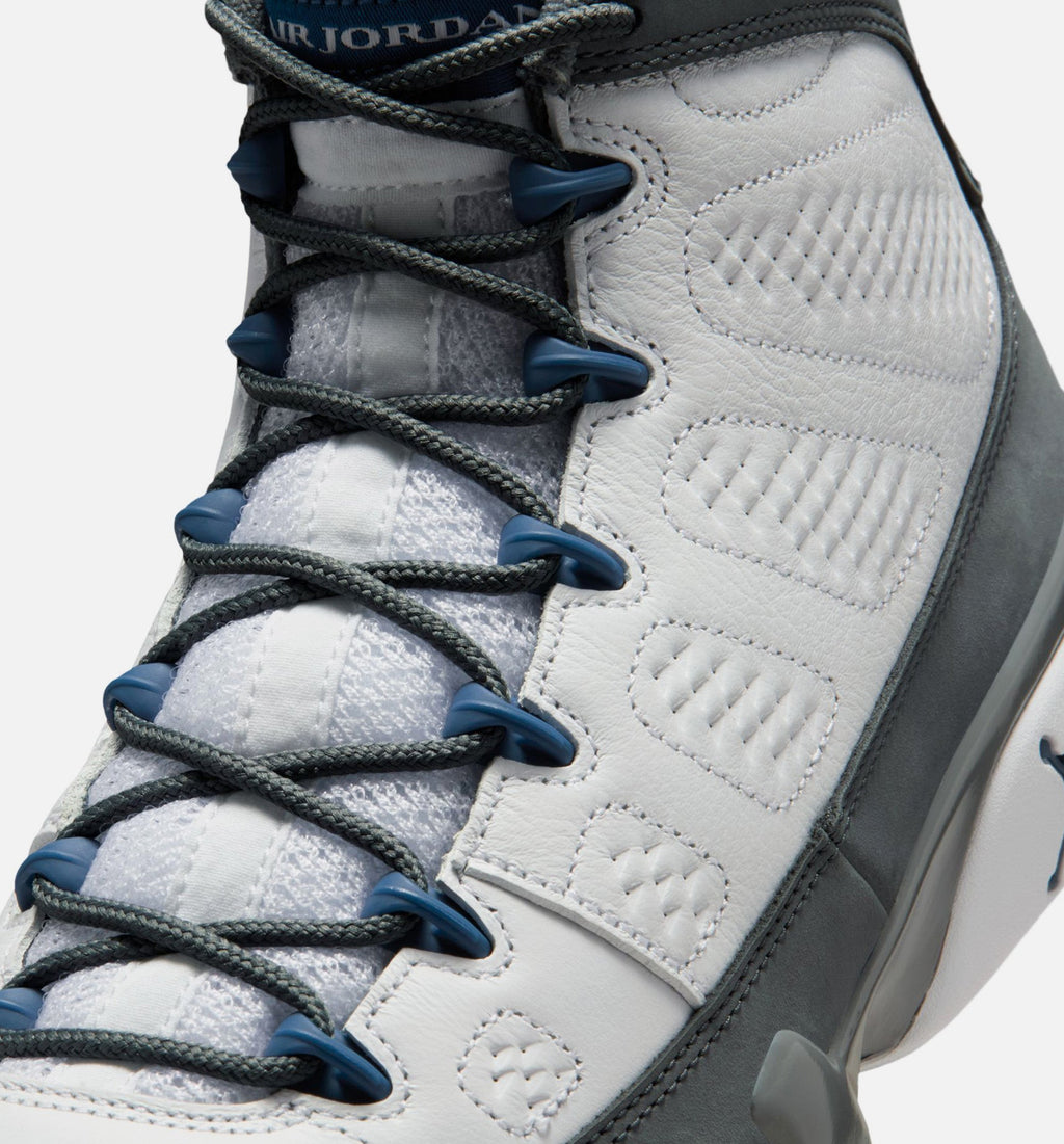 Air Jordan 9 Retro Flint Grey and French Blue Men's Sneakers - White/French Blue/Flint Grey