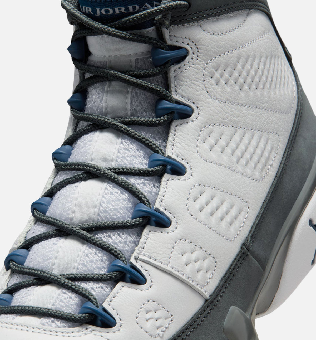 Air Jordan 9 Retro Flint Grey and French Blue Men's Sneakers - White/French Blue/Flint Grey