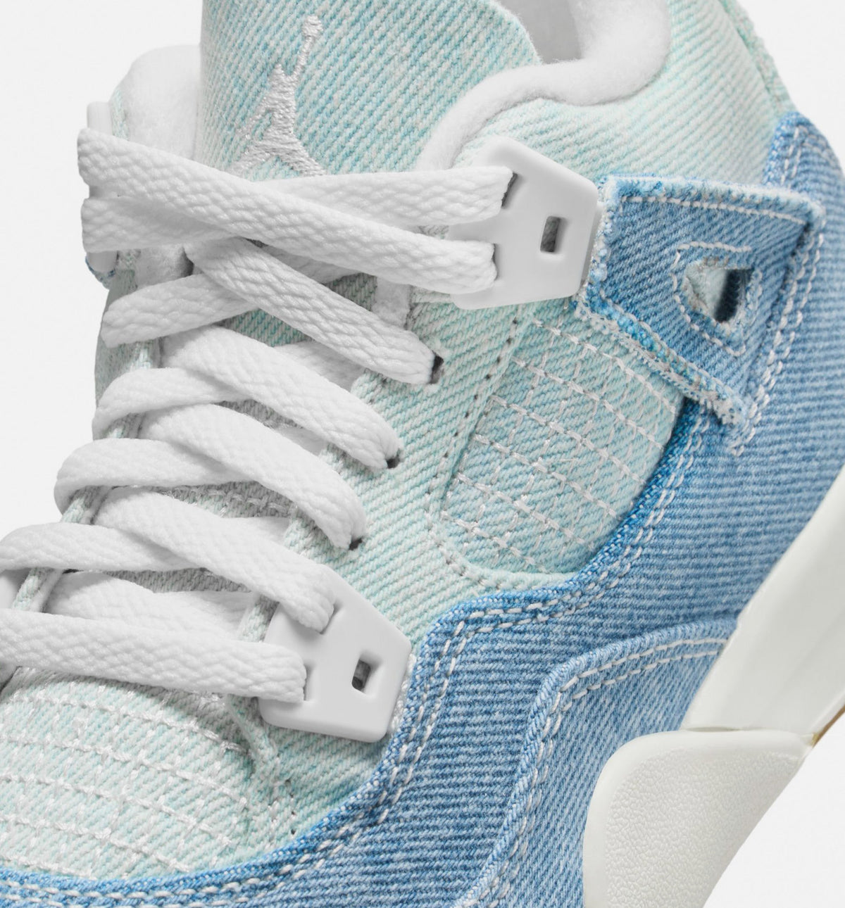 Air Jordan 4 Retro Worn Blue Preschool Sneakers - Sail/Worn Blue/Metallic Gold
