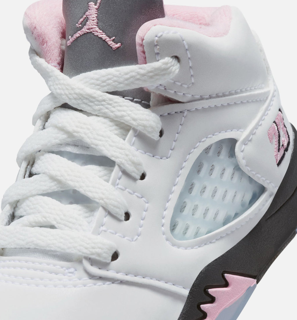 Air Jordan 5 Retro Medium Soft Pink Infant/Toddler Sneakers - White/Black/Medium Soft Pink