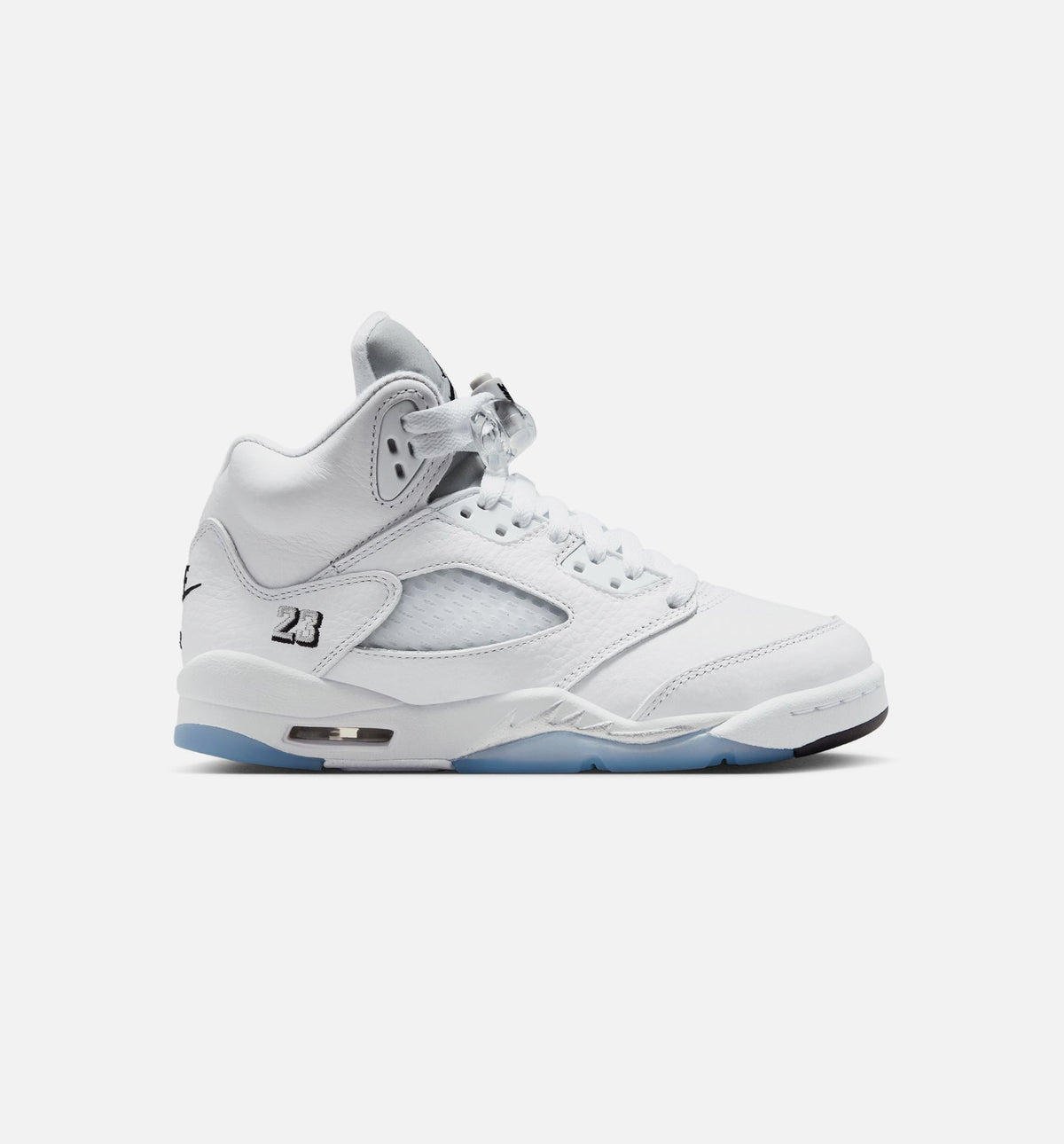 Air Jordan 5 Retro OG White Metallic Grade School Sneakers - White/Black/Metallic Silver