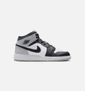 Air Jordan 1 Mid Grade School Sneakers - White/Light Smoke Grey/Black