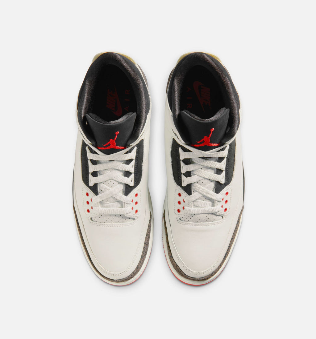 Air Jordan 3 Retro Sail and University Red Men's Sneakers - Sail/Black/University Red/Pale Ivory