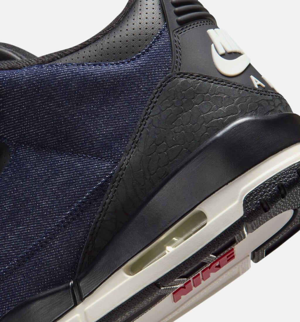 Air Jordan 3 x Levi's Indigo and Gym Red Men's Sneakers - Denim/Black/Sail
