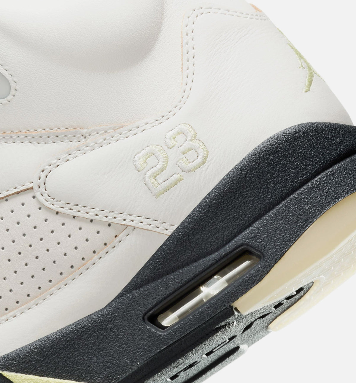 Air Jordan 5 Retro Luminous Green and Sail Women's Sneakers - Sail/Luminous Green/Anthracite