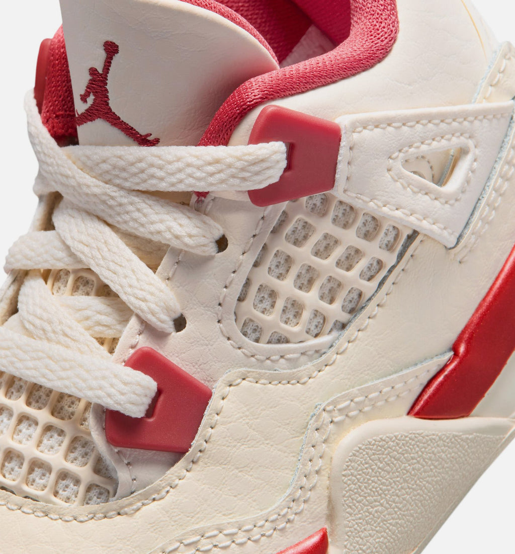 Air Jordan 4 Retro Valentine's Day Infant/Toddler Sneakers - Pale Ivory/Sierra Red/Tough Red
