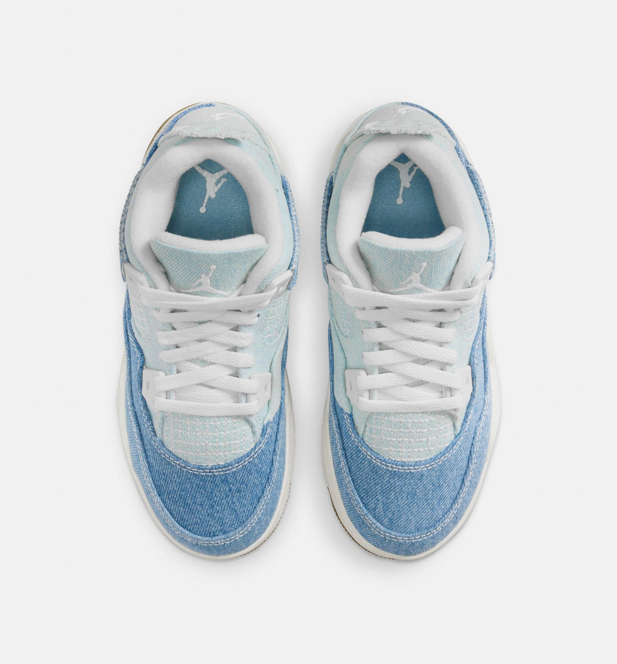 Air Jordan 4 Retro Worn Blue Preschool Sneakers - Sail/Worn Blue/Metallic Gold