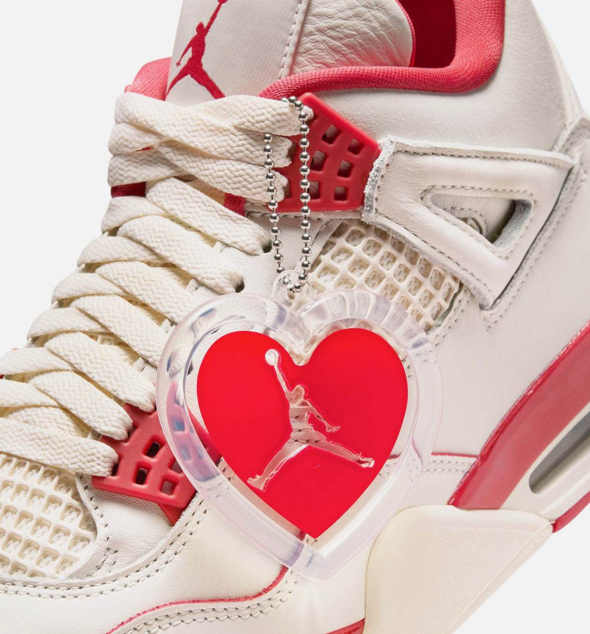 Air Jordan 4 Retro Valentine's Day Women's Sneakers - Pale Ivory/Sierra Red/Tough Red