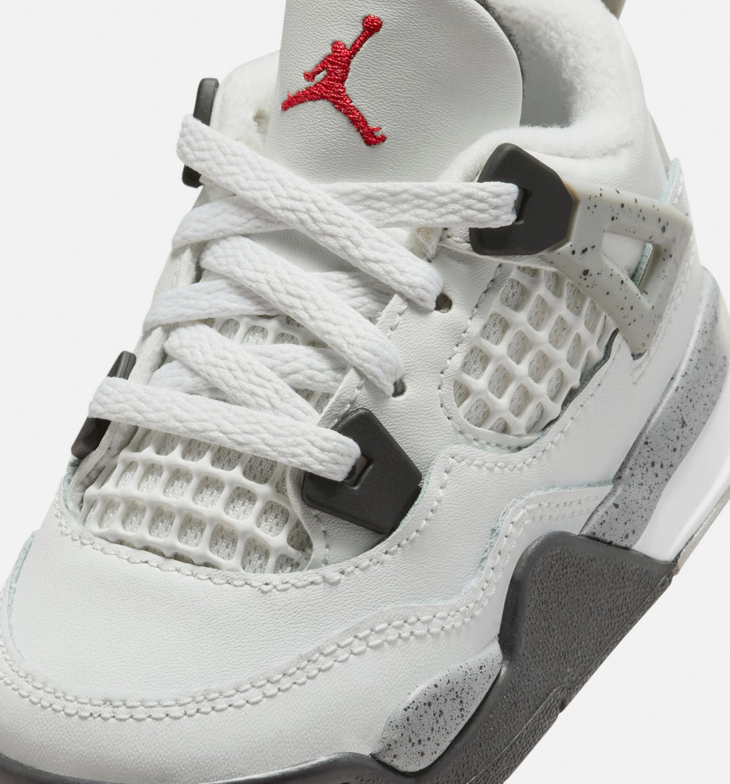 Air Jordan 4 Retro White Cement Infant/Toddler Sneakers - Summit White/Fire Red/Cement Grey/Black