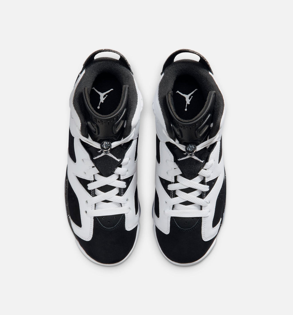 Air Jordan 6 Retro Black and White Grade School Sneakers - Black/White