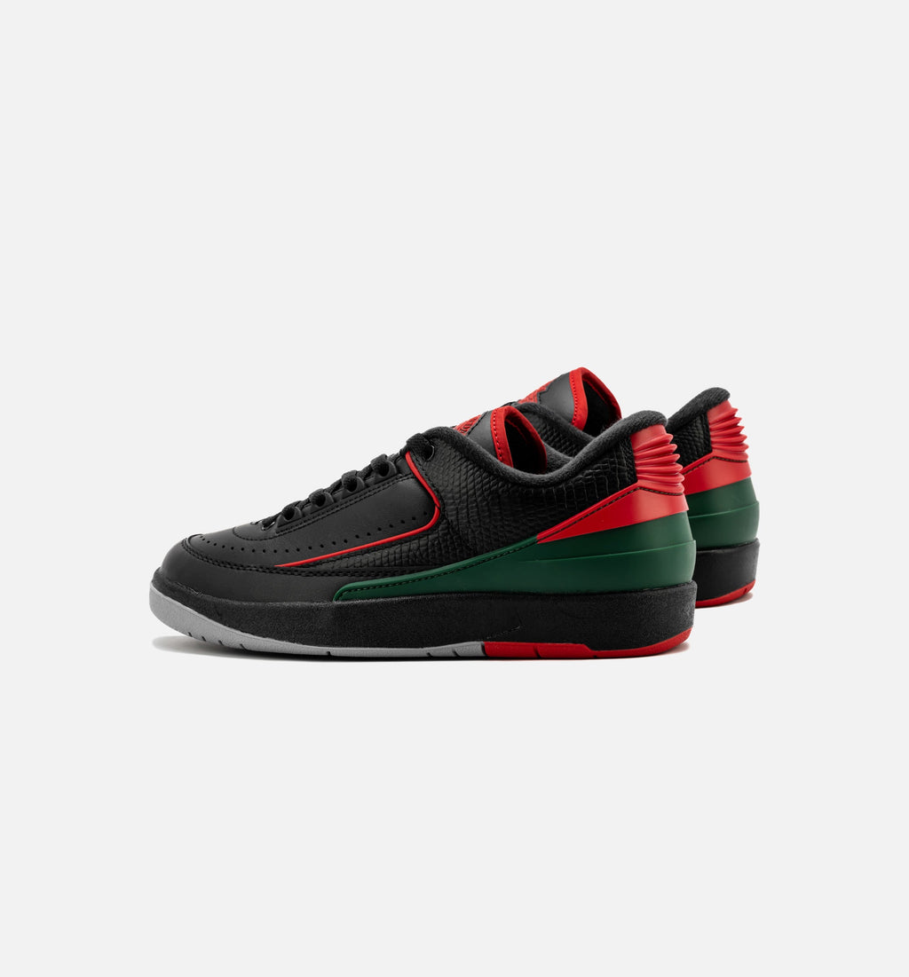 Air Jordan 2 Retro Low Christmas Grade School Sneakers - Black/Fire Red/Cement Grey