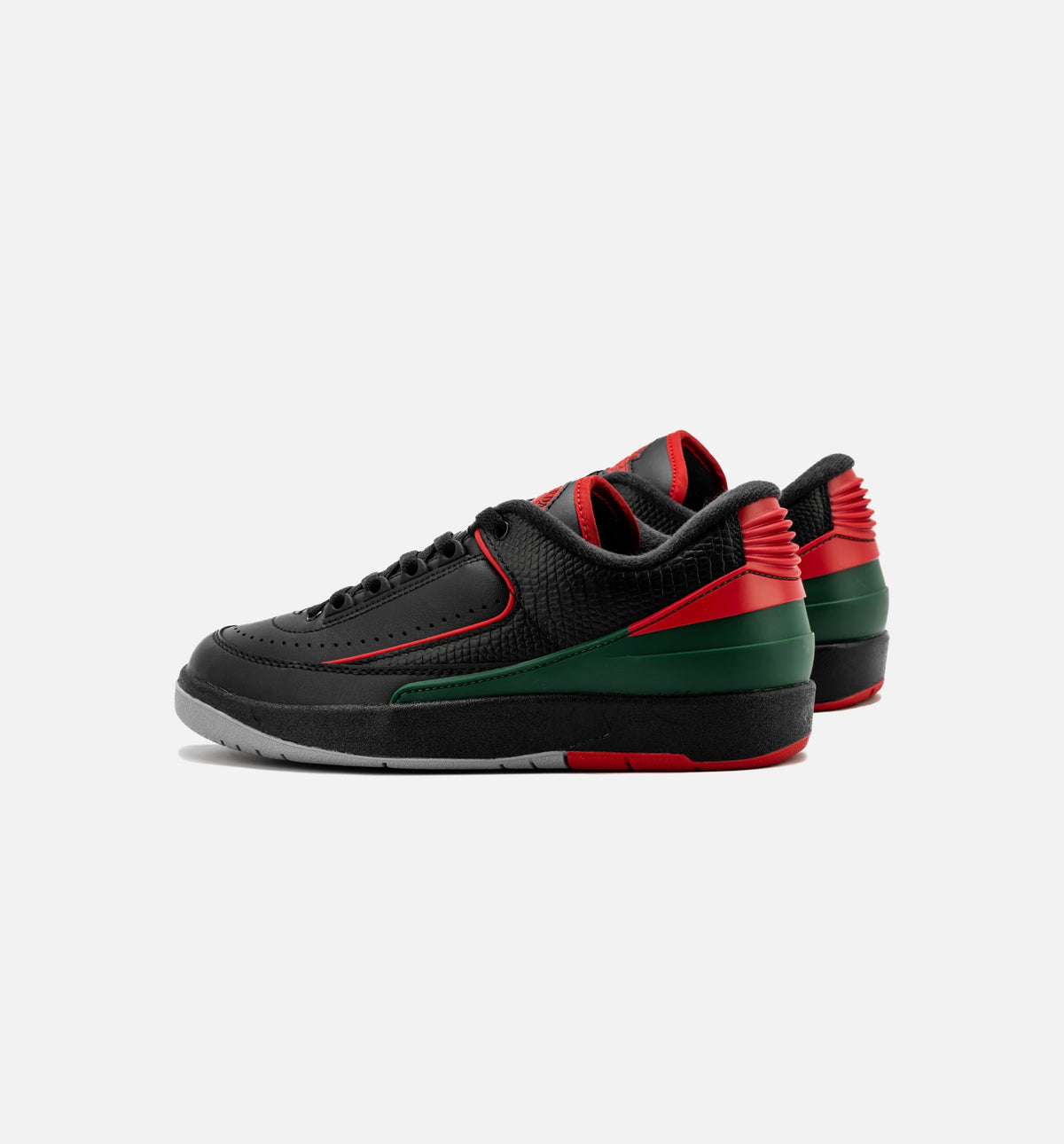 Air Jordan 2 Retro Low Christmas Grade School Sneakers - Black/Fire Red/Cement Grey