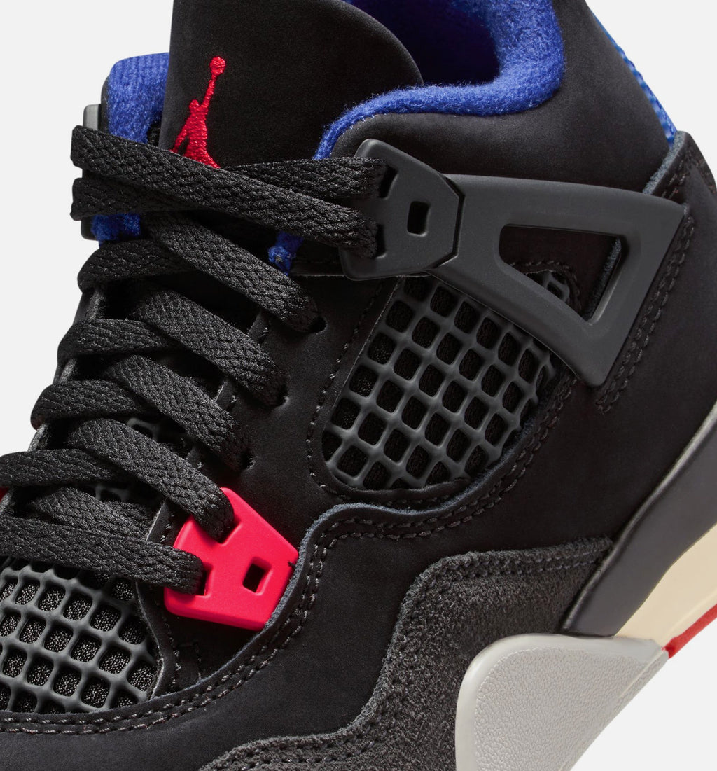Air Jordan 4 Retro Rare Air Preschool Sneakers - Black/Fire Red/Deep Royal Blue