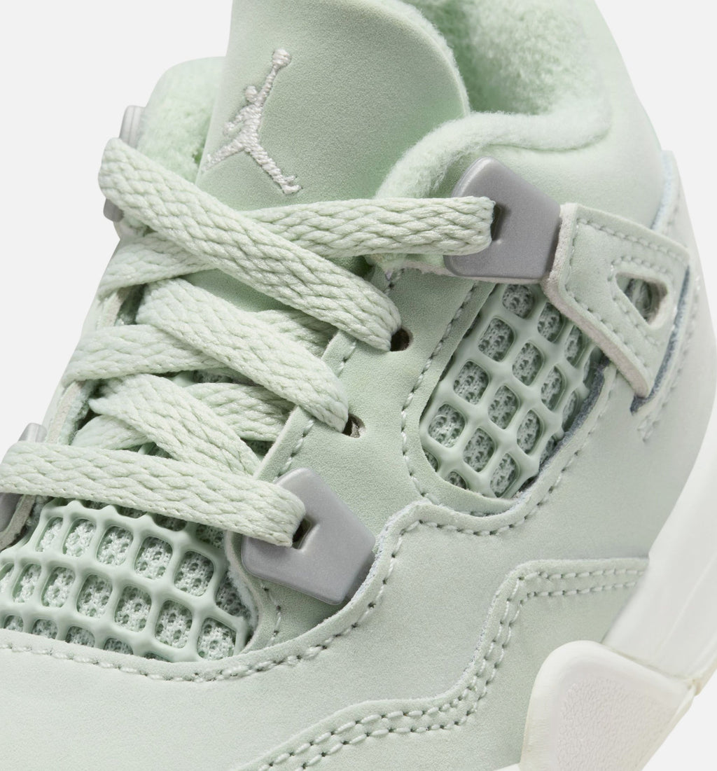 Air Jordan 4 Retro Abundance Infant/Toddler Sneakers - Seafoam/Sail/Metallic Silver