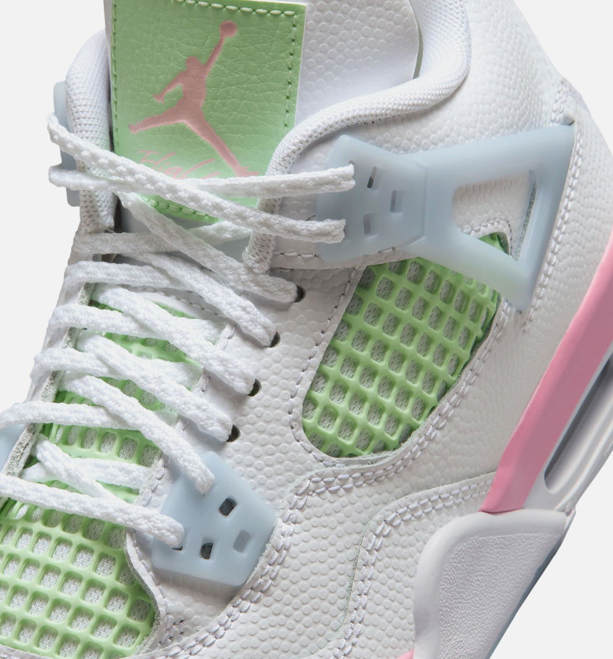 Air Jordan 4 Retro Medium Soft Pink Grade School Sneakers - White/Medium Soft Pink/Half Blue