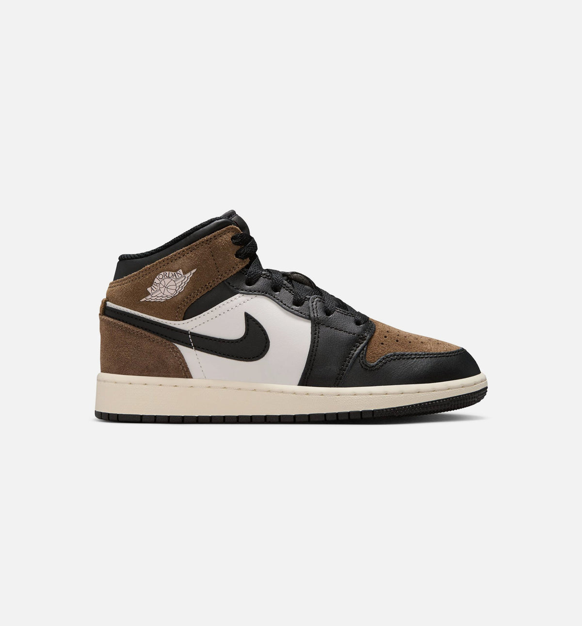 Air Jordan 1 Mid Grade School Sneakers - Black/Phantom/Palomino/University Red