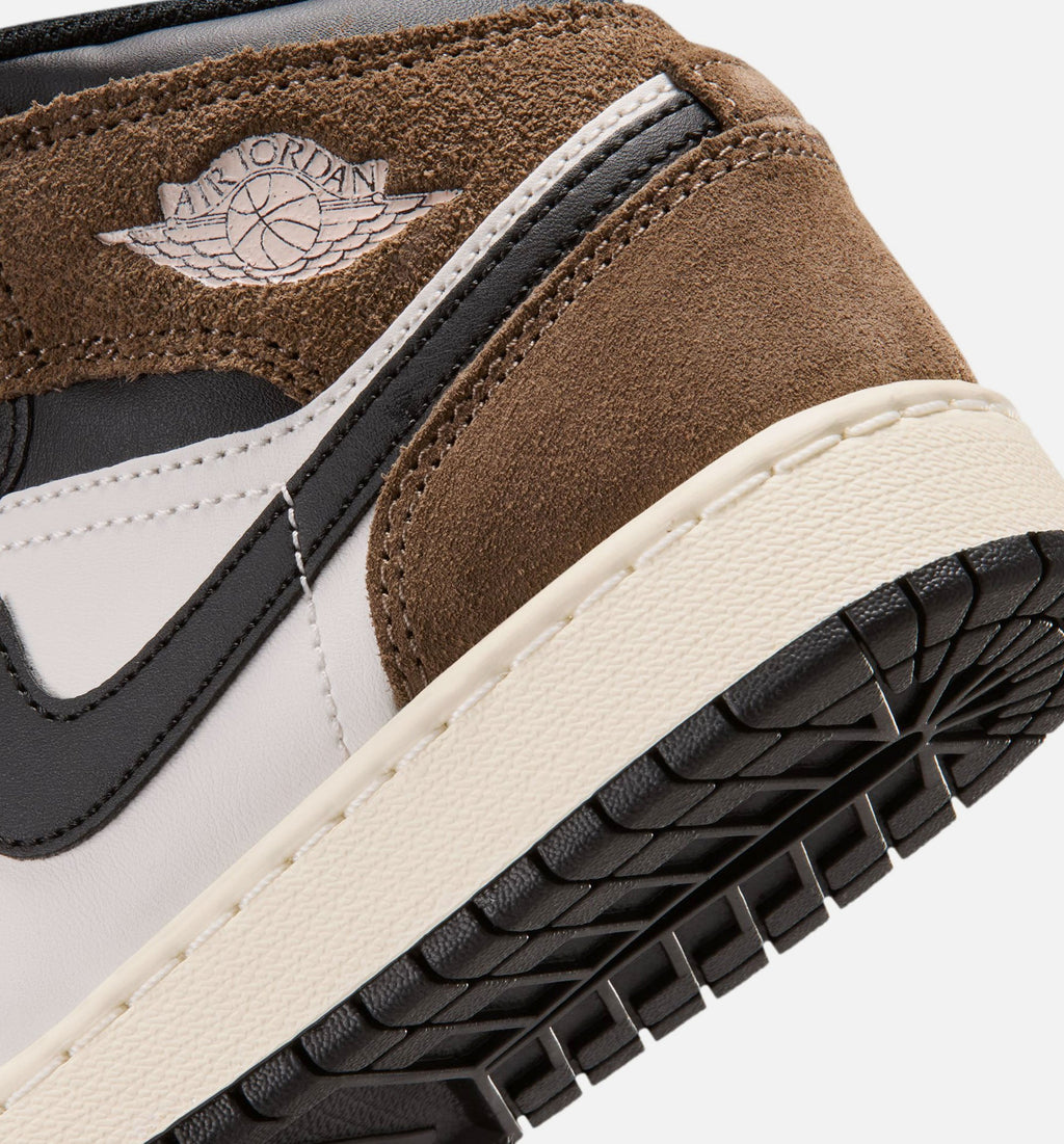 Air Jordan 1 Mid Grade School Sneakers - Black/Phantom/Palomino/University Red