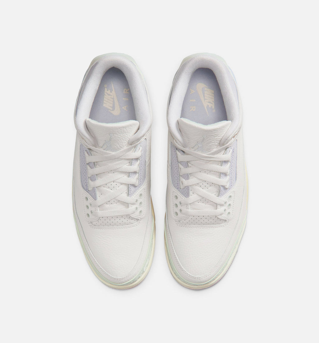 Air Jordan 3 Retro Sail and Jade Aura Men's Sneakers - Sail/Jade Aura/Aura/Iced Carmine