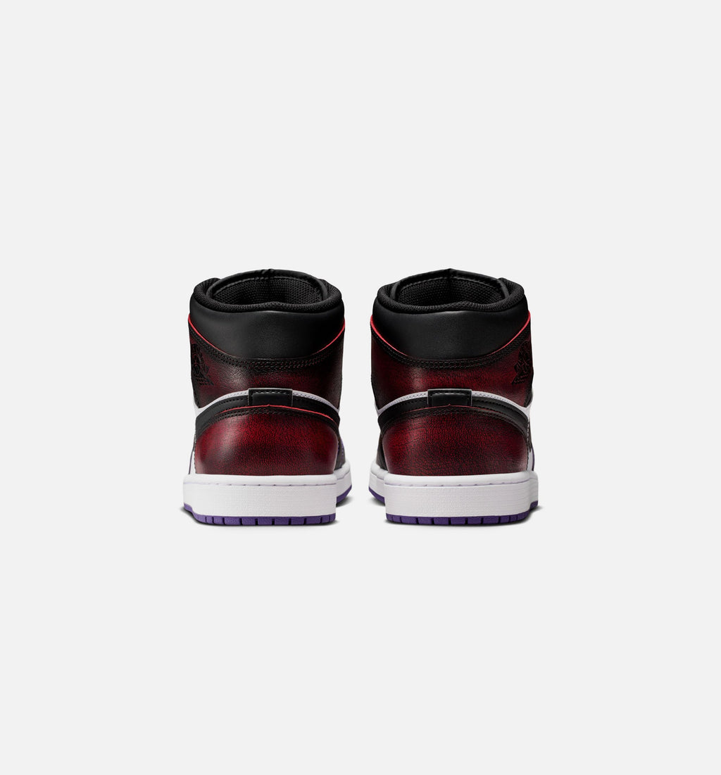 Air Jordan 1 Mid SE Men's Sneakers - True Red/White/Court Purple/Black