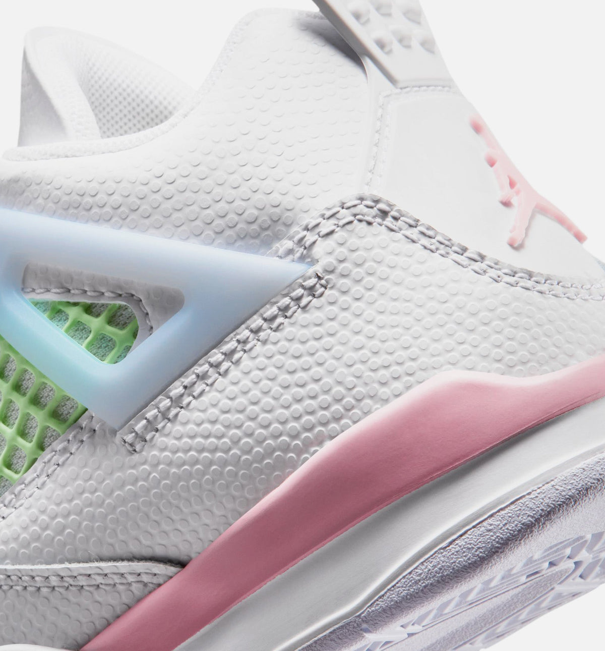 Air Jordan 4 Retro Medium Soft Pink Preschool Sneakers - White/Medium Soft Pink/Half Blue