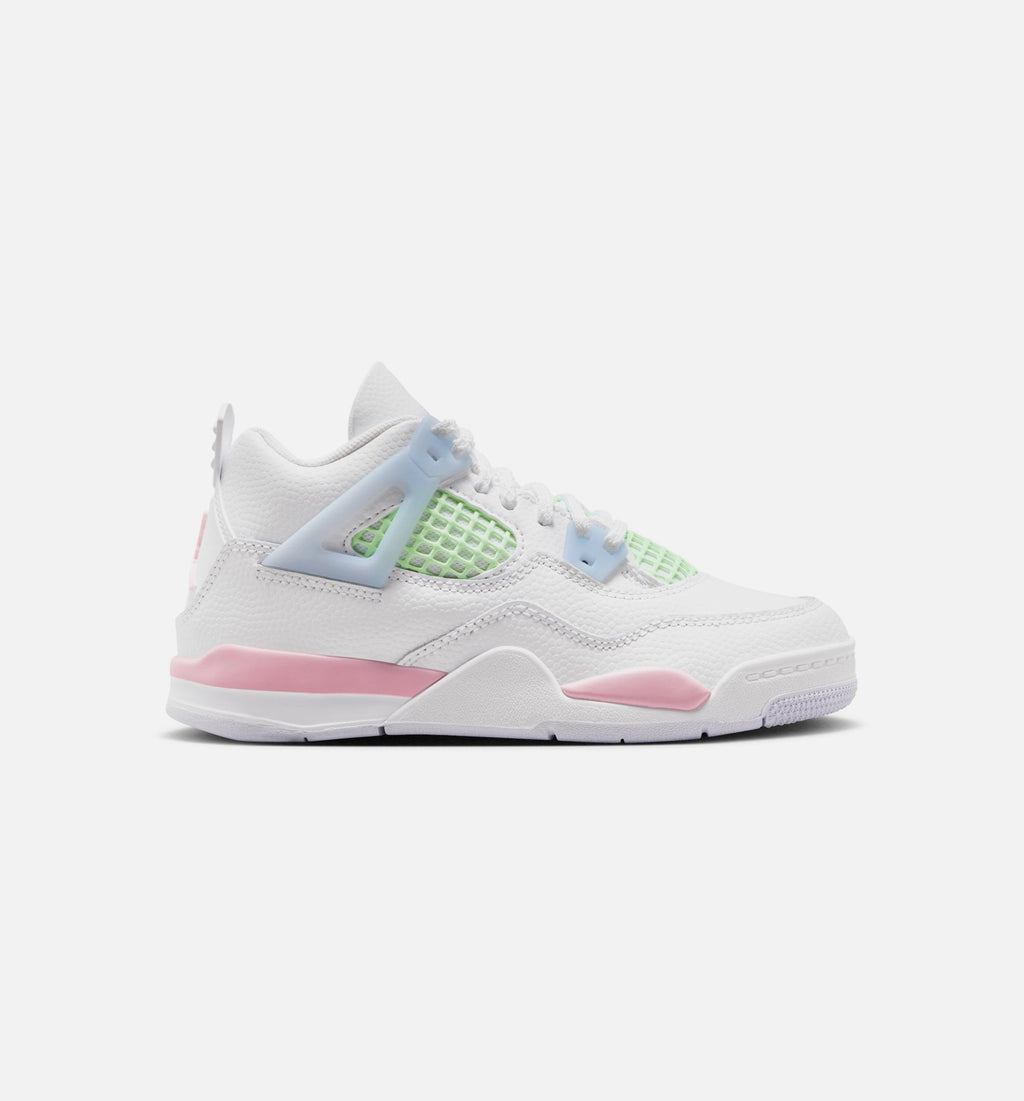 Air Jordan 4 Retro Medium Soft Pink Preschool Sneakers - White/Medium Soft Pink/Half Blue