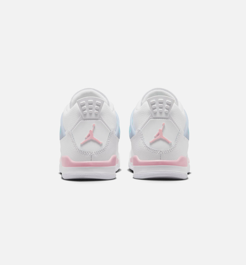 Air Jordan 4 Retro Medium Soft Pink Preschool Sneakers - White/Medium Soft Pink/Half Blue