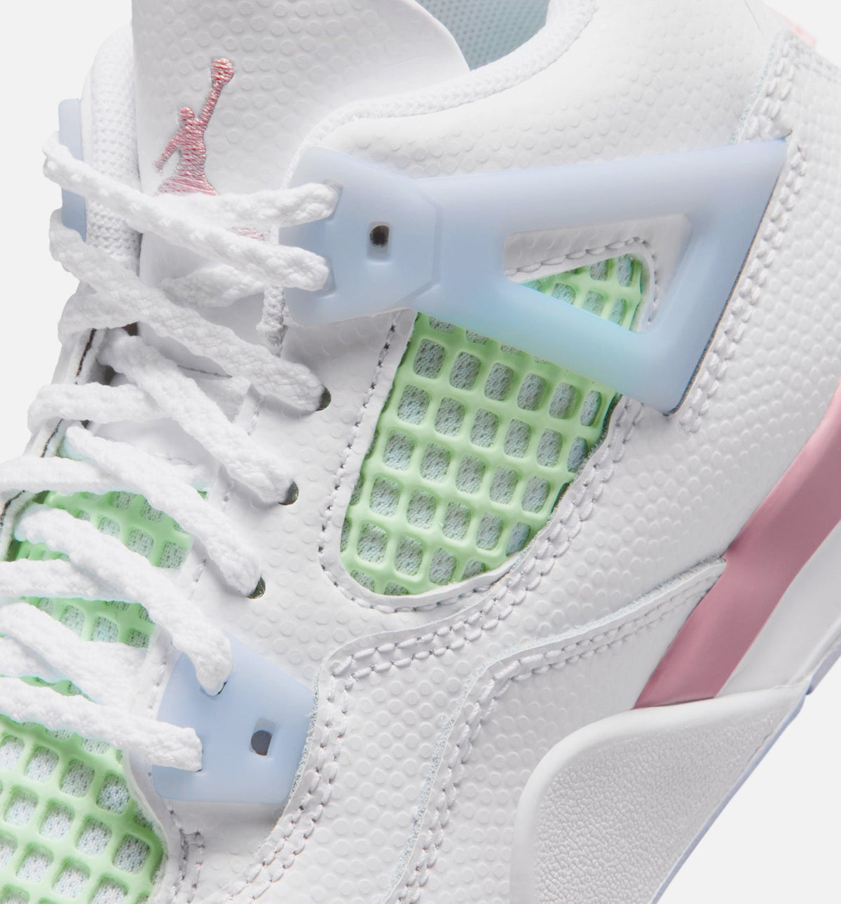 Air Jordan 4 Retro Medium Soft Pink Preschool Sneakers - White/Medium Soft Pink/Half Blue