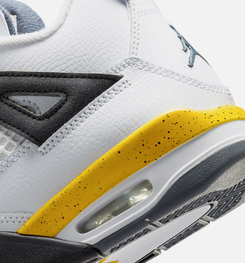 Air Jordan 4 Retro Rare Air Tour Yellow Grade School Sneakers - White/Dark Blue Grey/Black/Tour Yellow